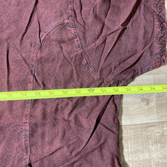 Braja Exclusives Womens 3L Red Black Artsy Embroidered Rayon Shirt Top - Picture 6 of 8